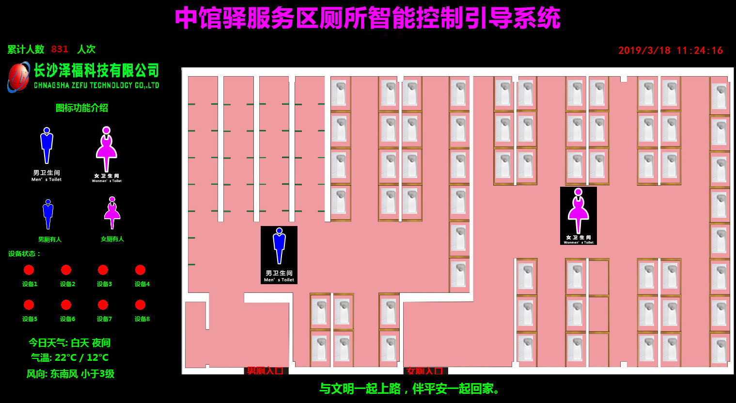 中馆驿服务区厕位引导系统